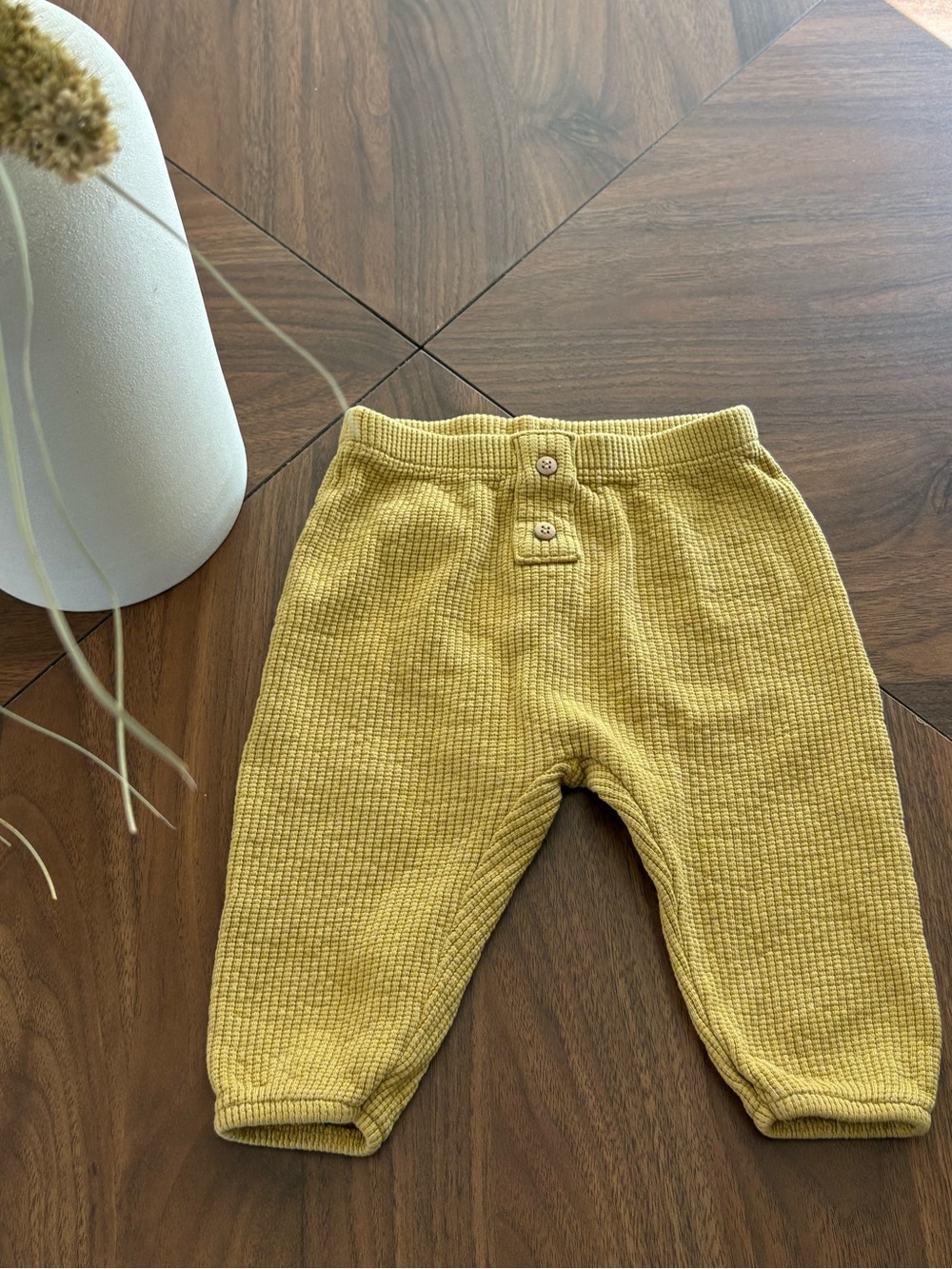 Zara Mustard Yellow Waffle Knit Pants